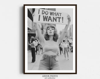 Vintage Woman Protest Print: Girl Power Retro Wall Art (Digital Download)