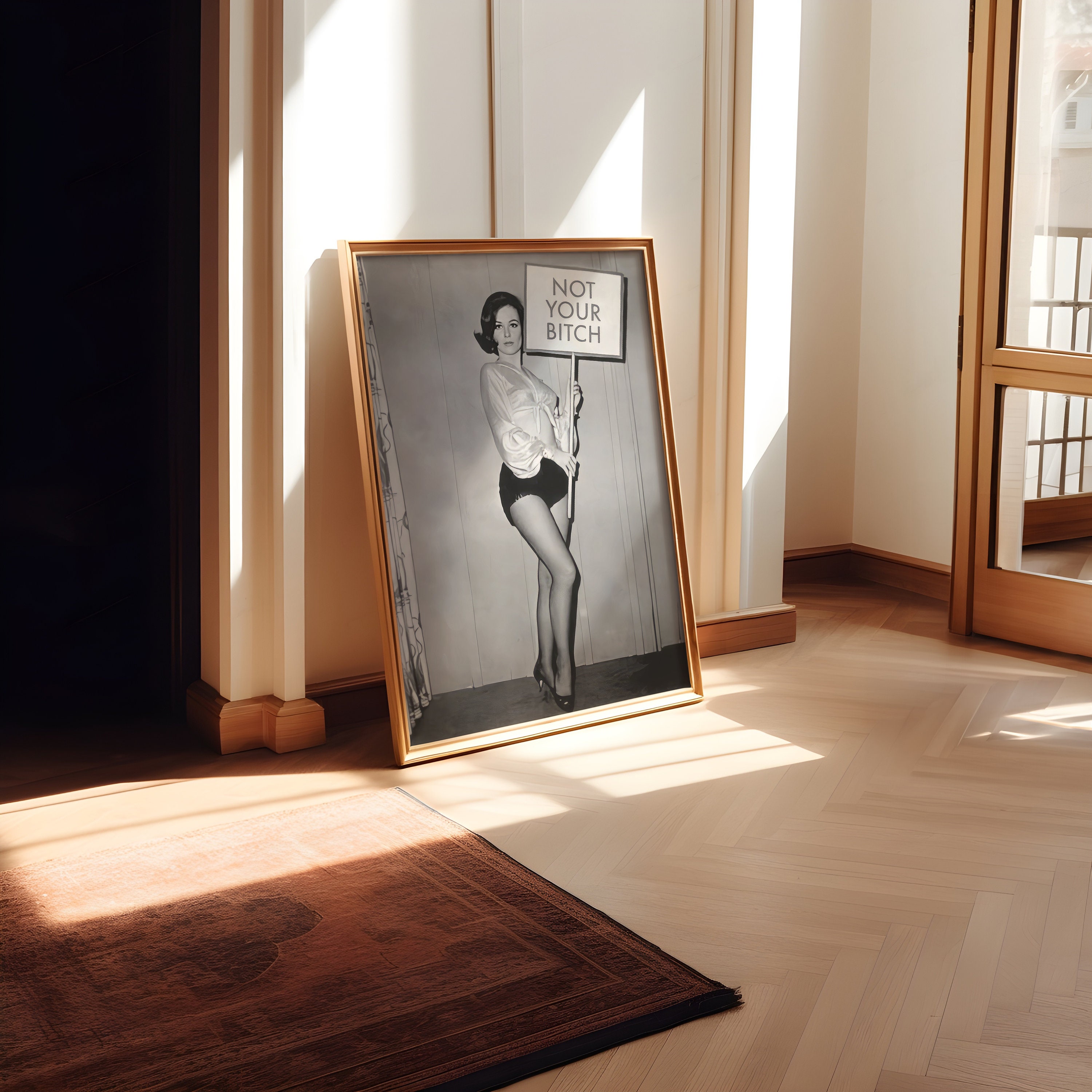 Not Your Bitch Women's Rights Wall Art, Vintage Woman Empowerment