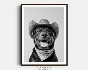 Rottweiler Cowgirl Art Print: Western Dog Decor (Digital Download)