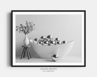 Impresión de bañera con bola de discoteca: Arte mural retro para baño (descarga digital)