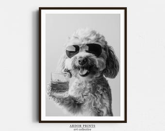 Cockapoo Whiskey Art Print: Funny Dog Bar Decor (Digital Download)