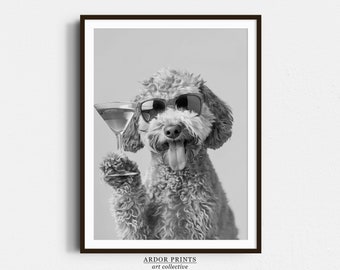 Funny Goldendoodle Martini Print: Groodle Bar Cart Decor (Digital Download)