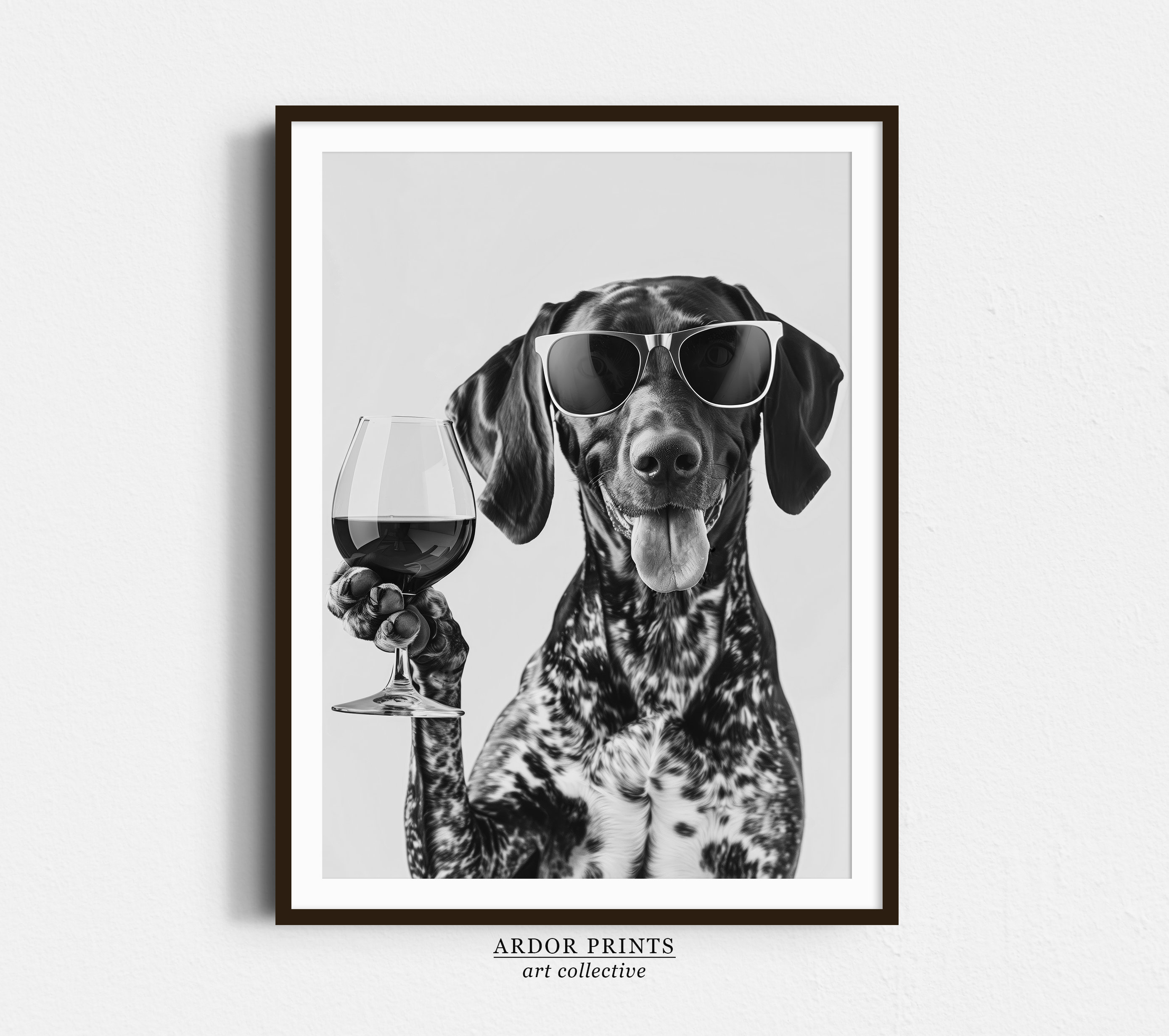 German Shorthaired Pointer Wine Wall Art: Funny GSP Dog Print, Bar