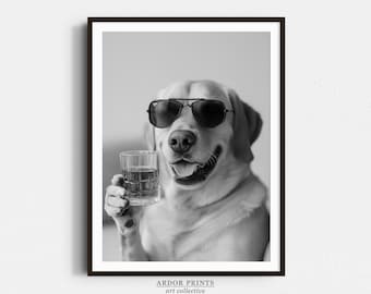 Labrador Whiskey Print: Funny Dog Bar Cart Art (Digital Download)