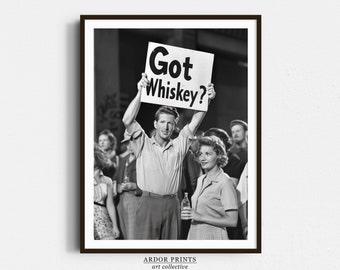Got Whiskey? Black & White Speakeasy Poster - Retro Man Cave Decor (Digital Download)