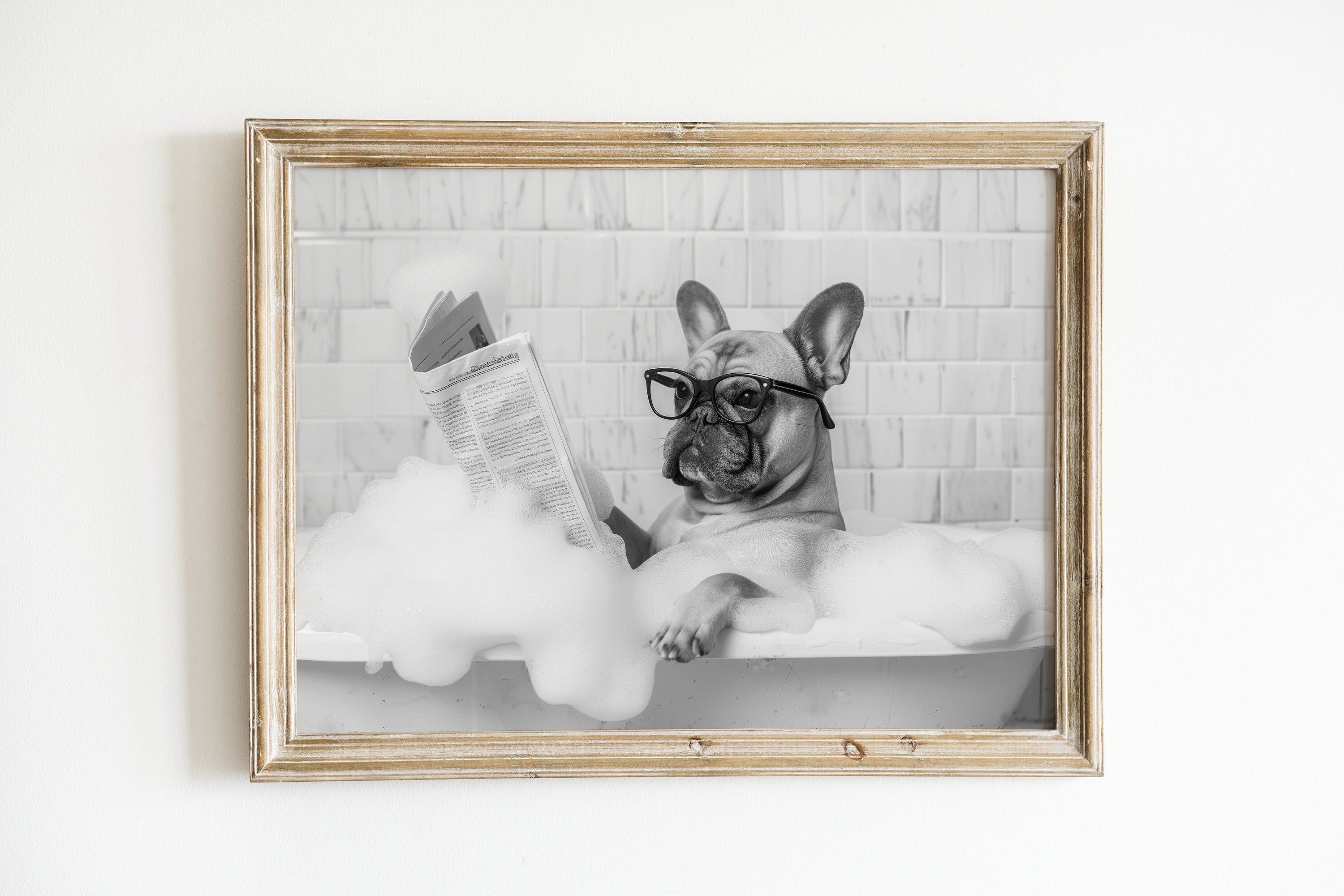 Oliver Gal O69-2 Frenchie in The Tub フレブ Amazon.com: Oliver Gal 'Frenchies In The Tub' The Dogs and
