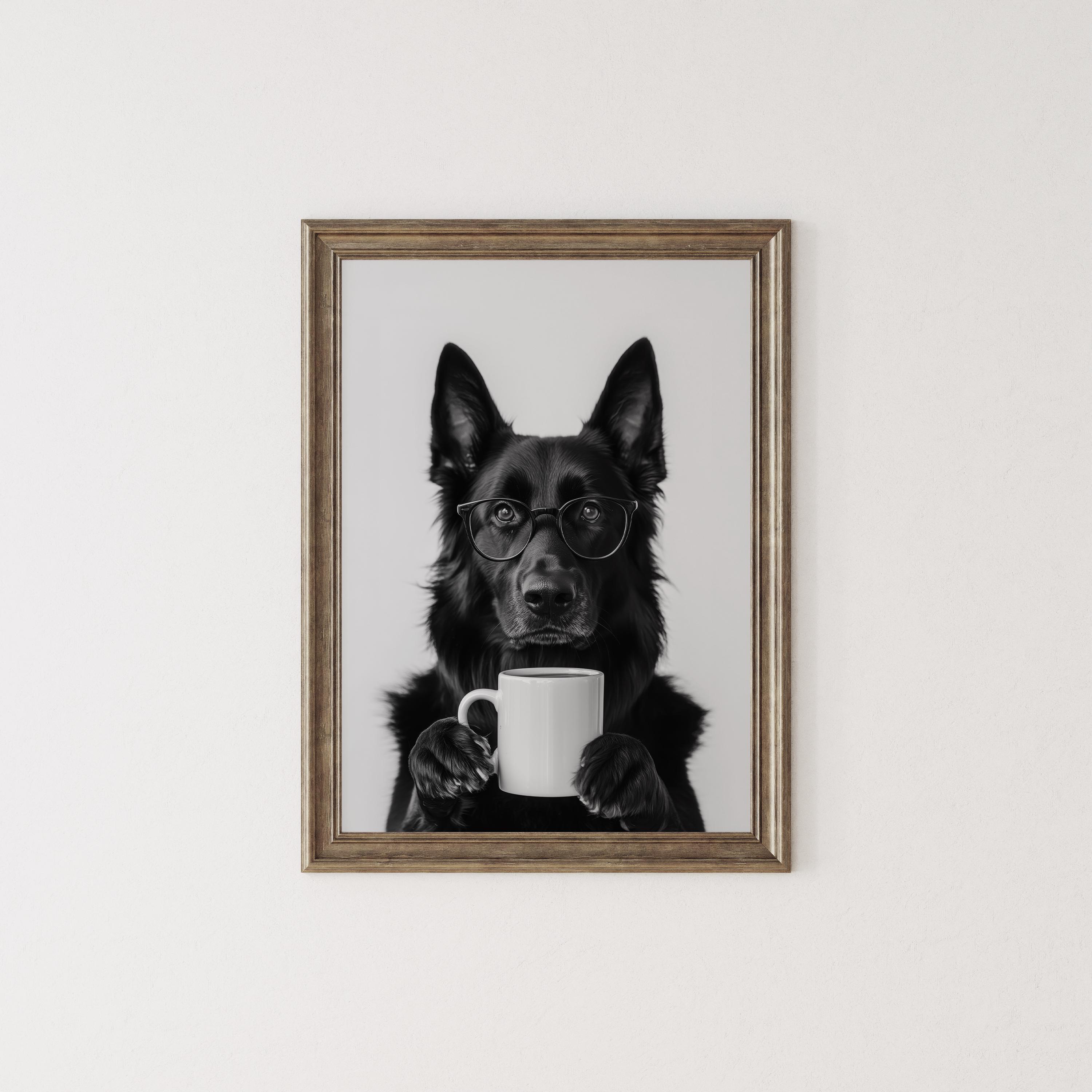CCPARTON Signes en métal noir Berger allemand Coffee Company Signs Vintage Signs Plaque en aluminium rétro pour maison, café, cuisine 20,3 x 30,5 cm