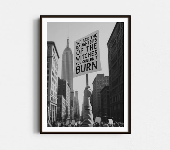 Feminist Protest Print: Women's Rights Poster, Retro Activist Feminism Art - Black & White Wall Decor
