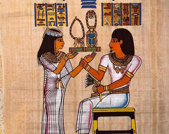 ネフェルタリ女王のパピルス画、古代エジプト装飾（9×13インチ - 20