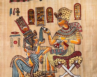 ネフェルタリ女王のパピルス画、古代エジプト装飾（9×13インチ - 20