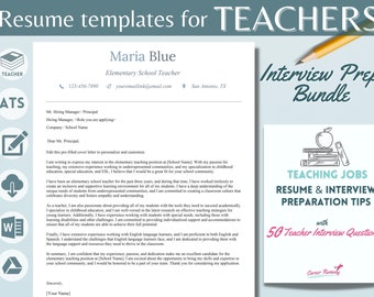 Teacher Resume and Cover Letter Templates for Teaching and Education Career | Interview and Resume Writing Guide included | Editable