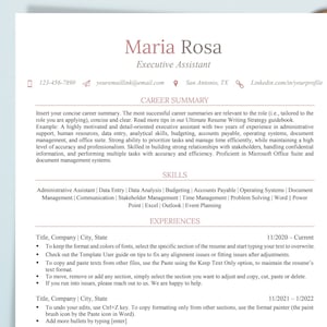 May include: A resume template with a pink and grey colour scheme. The template includes sections for career summary, skills, and experiences. The template is designed to help job seekers create a professional and effective resume.