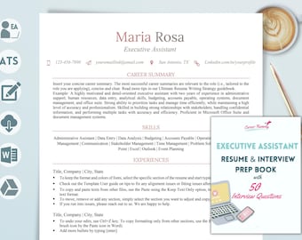 EA Resume & Interview Bundle, Executive Assistant ATS Friendly Resume Templates, Interview Questions, Worksheets, Cover Letter, Modern