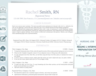 Nursing Resume Template and Interview Planner Bundle, Nursing Cover Letter, ATS Friendly, Professional, Minimalist, Simple, Nurse, RN, NP