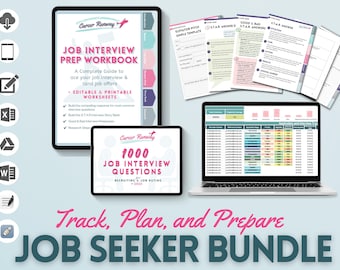 Job Seeker Bundle, Job Application and Interview Progress Tracker, S.T.A.R. Interview Prep Guide, Questions, and Editable Worksheets