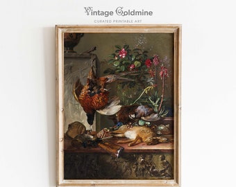 Vintage Still Life Print | Vintage Wall Art | Oil Painting | Printable Art | Digital Download | Dark Academia Decor | Moody Wall Art
