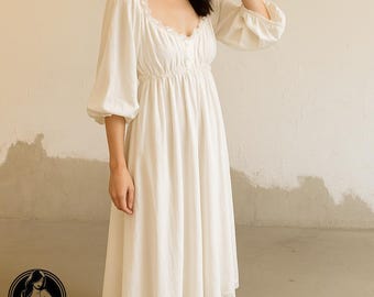 white lace nightgown, vintage cottagecore sleepwear, romantic long nightdress, coquette lace gown, soft girl loungewear, Victorian style