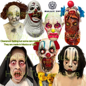 Clearance Sale on Rare masks. From Horror Dome, Trick or Treat, Ghoulish, Zagone. Halloween costume great deal latex mask