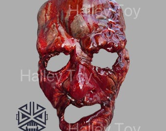 Bloody Leather Skinned latex gezichtsmasker Chainsaw killer deluxe bloederig gezichtsmasker superrealistisch Halloween-masker