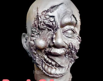Superrealistyczna lateksowa maska na całą głowę, stara twarz zombie, kostium na Halloween, luksusowa krwawa maska zombie