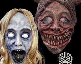 Creepy ghostly girl latex mask lost soul super detailed mask. Halloween costume, creepy specter mask Haunted house decoration mask