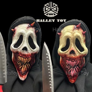 Máscara de látex deluxe Baraka Ghostface, filme de grito, máscara Ghostface, fantasia de cosplay sangrenta, máscara de pesadelo de Baraka superdetalhada de alta qualidade