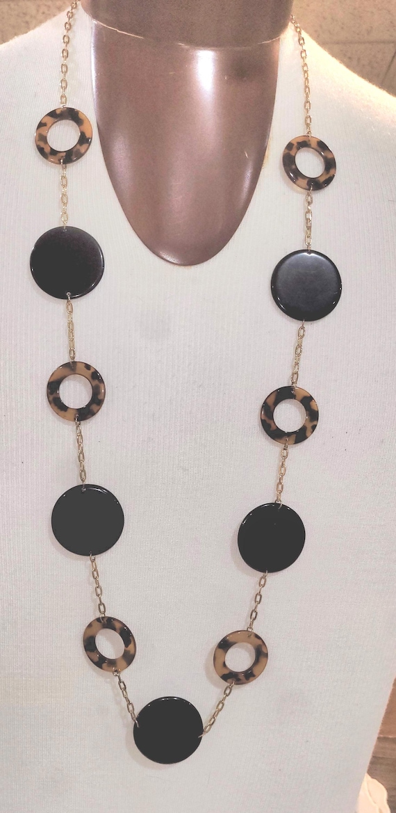 Vintage Safari Print Lucite Art Deco Necklace - image 1