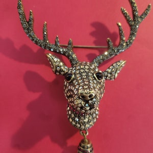 Heidi Daus Rudy Reindeer Crystal accent brooch pin