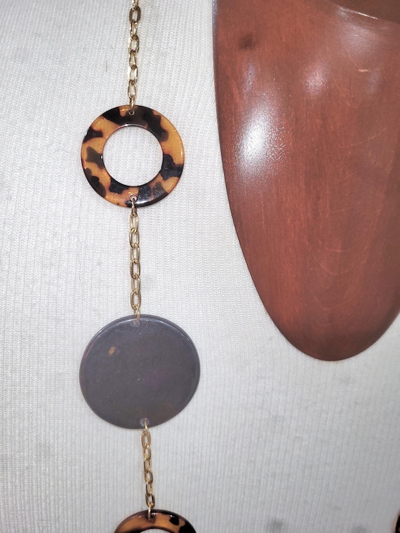 Vintage Safari Print Lucite Art Deco Necklace - image 4