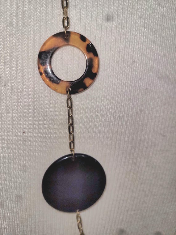 Vintage Safari Print Lucite Art Deco Necklace - image 3