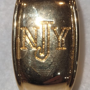 Vintage Gold Tone Scarf Ring  &quot;NJY&quot; initials