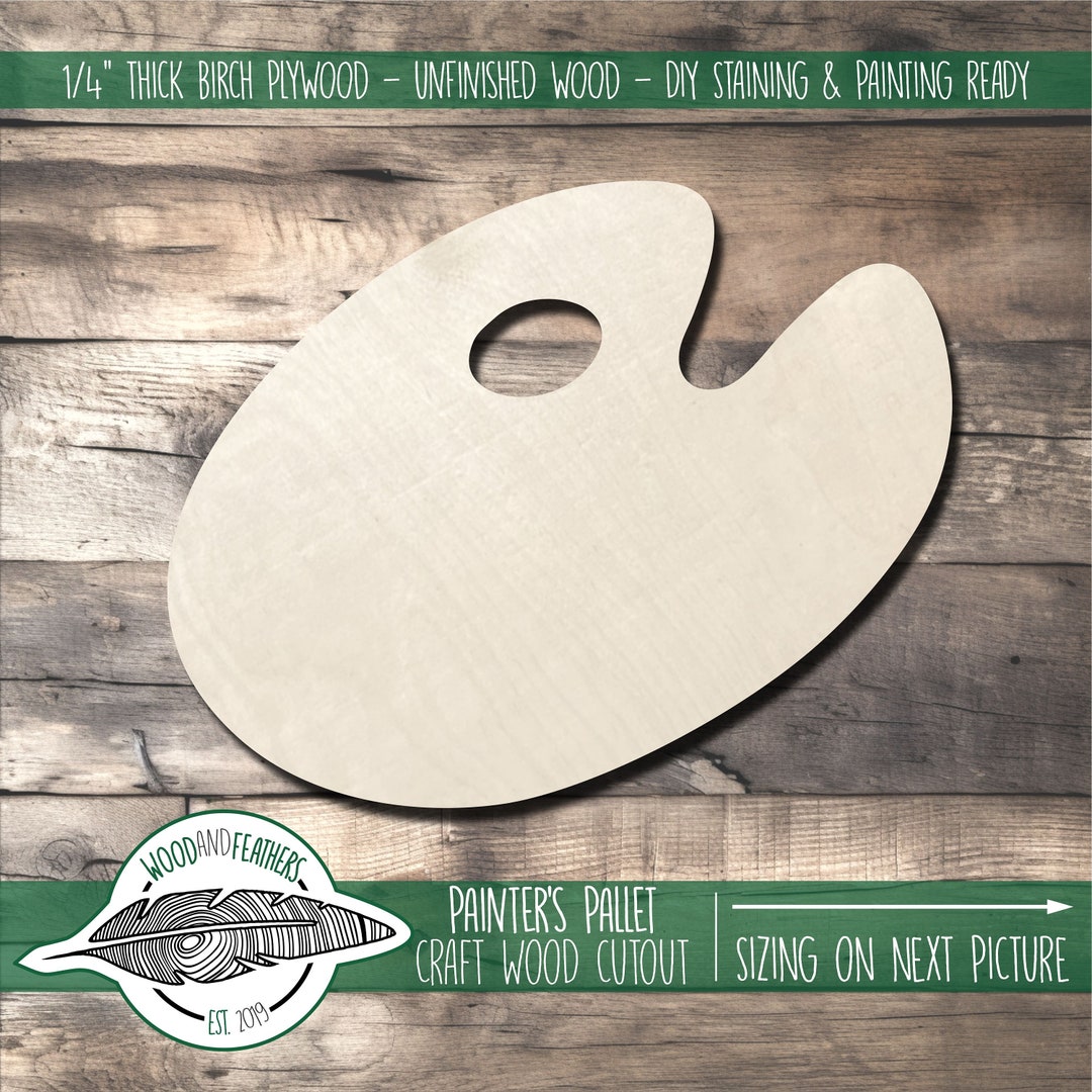 Wood Artist Palette Paint Palette Cutout Laser Cut Unfinished Birch
