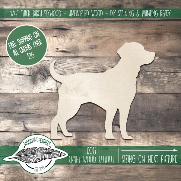 Dog Customizable Wooden Cutout, High-Quality Plywood, Sustainable and Durable Decor, Ideal for DIY Crafts, Wall Art, Wildlife-Themed