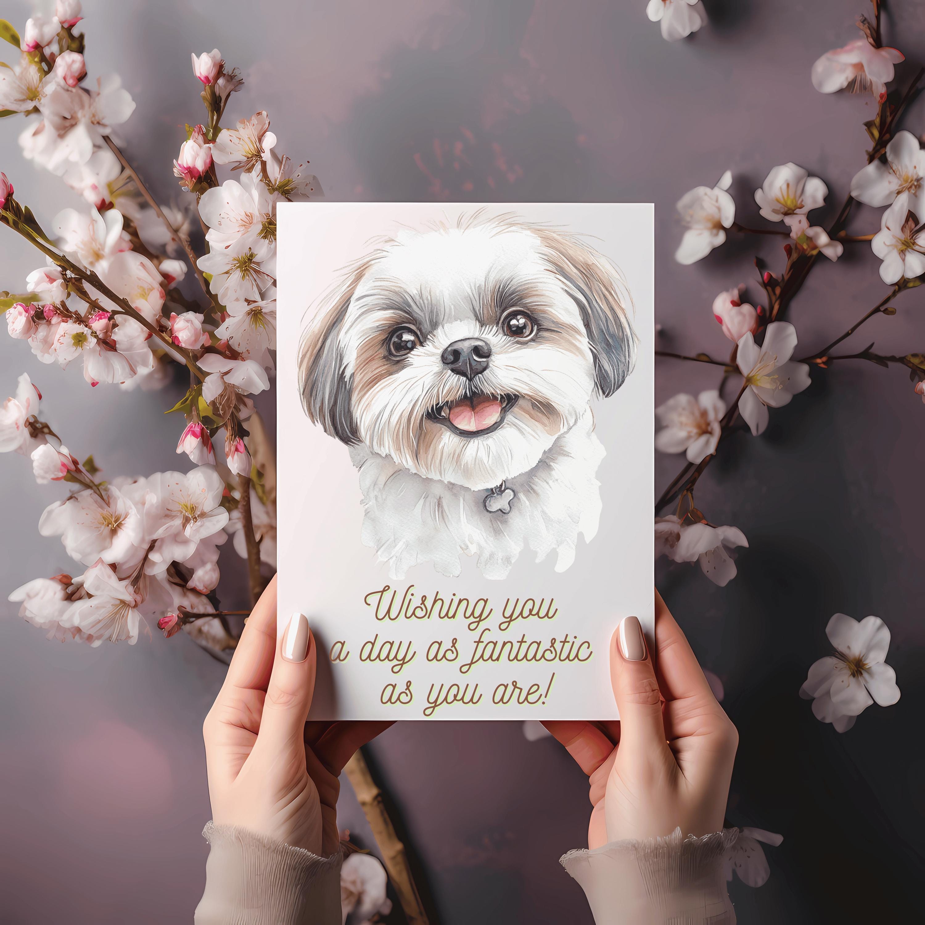 Shih Tzu Portrait Watercolor Clipart PNG JPG Bundle Birthday Invitation ...