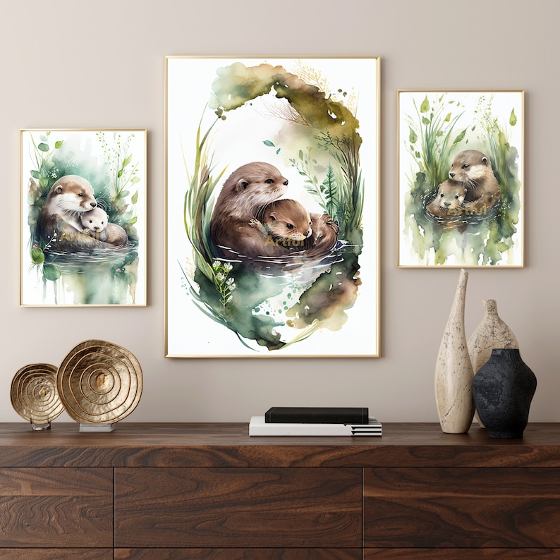 Baby Otter & Mom in River Clipart Bundle 19 Instant Digital - Etsy