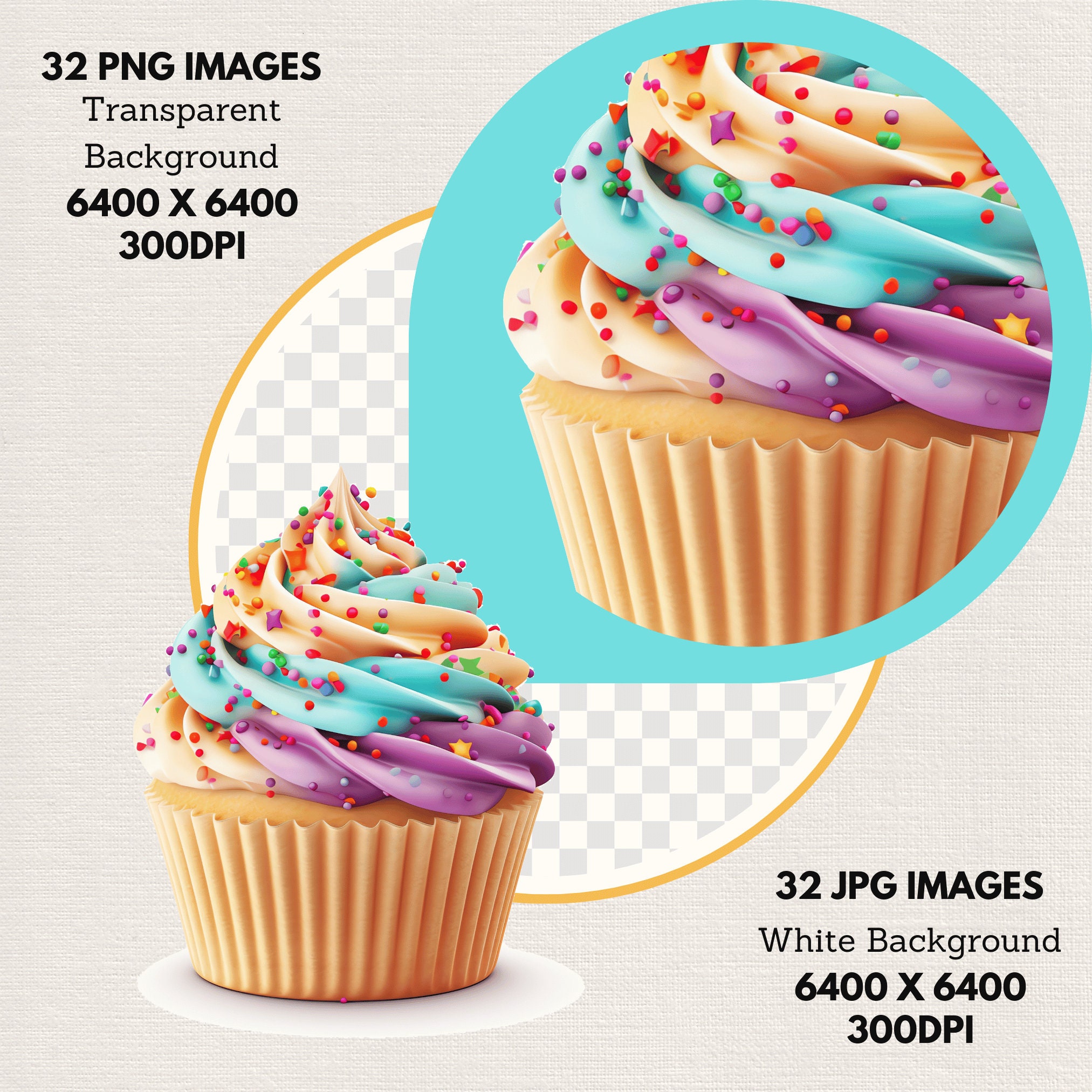 Cupcake Watercolor Clipart PNG JPG Bundle Instant Digital Download ...