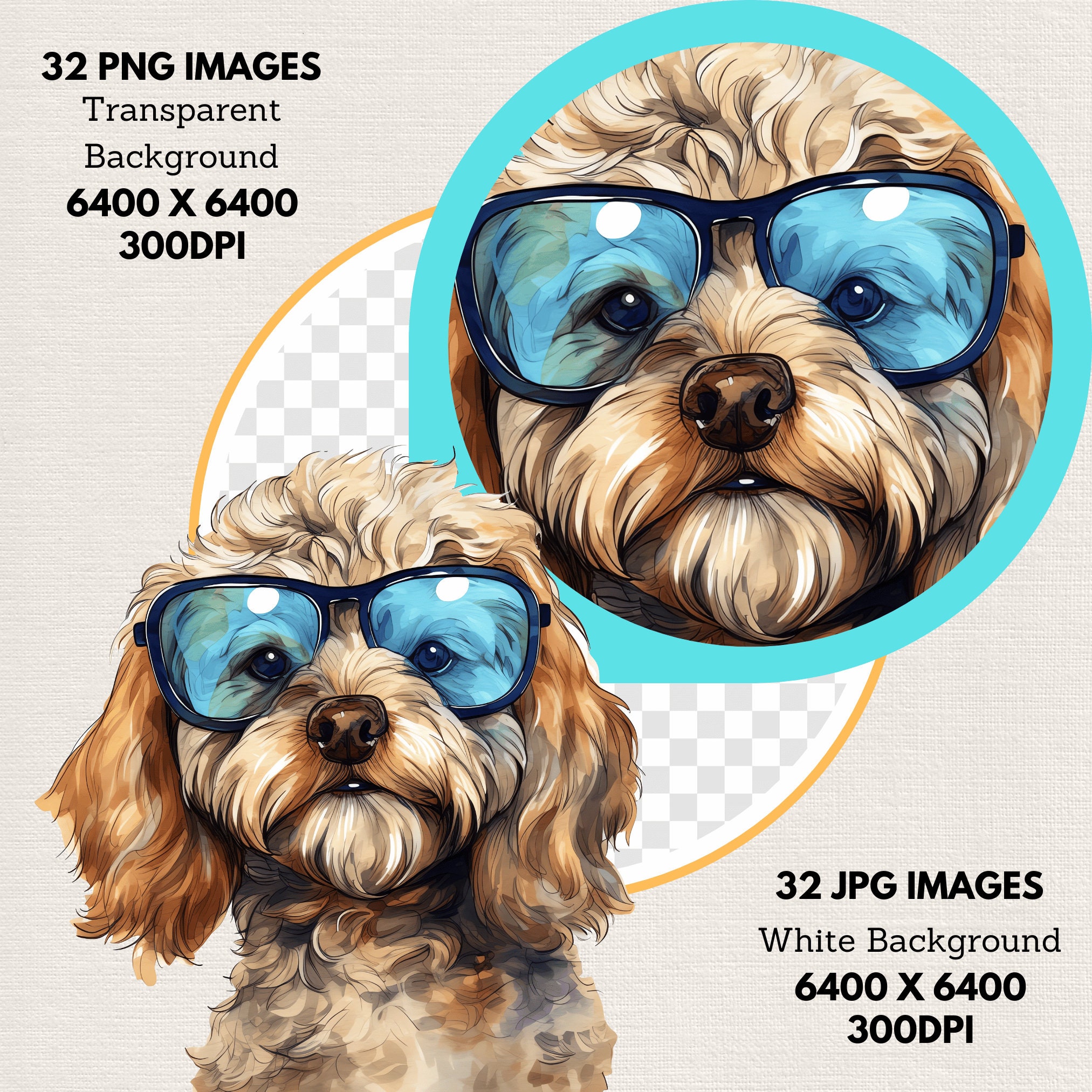 Cockapoo Watercolor Clipart PNG JPG Bundle Instant Digital Download ...