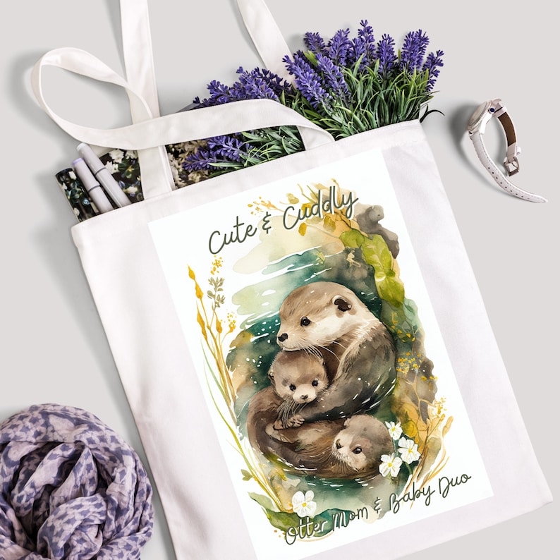 Baby Otter & Mom in River Clipart Bundle 19 Instant Digital - Etsy