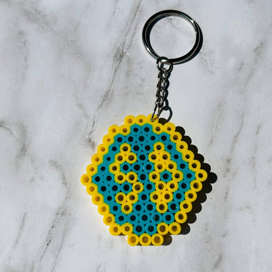 Handmade Perler Keychain, Scoobydoo Dog Tag, Fuse Heat Beads Keychain