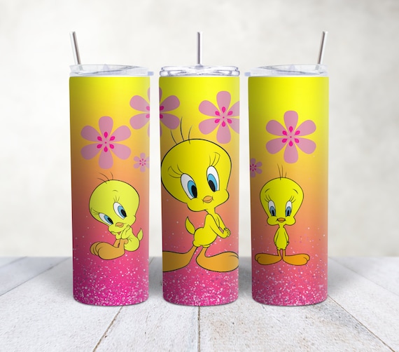 Tweety Bird 20oz Skinny Tumbler Design Template, PNG Digital