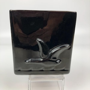 VINTAGE Frankoma 60B Flying Goose Black Pottery Planter Vase Holder MCM 6.5&quot;