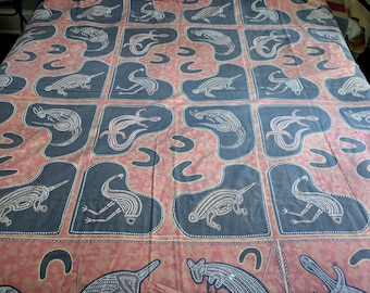 Vintage Australische Aboriginal stijl stippenkunst dieren dekbedovertrek voor tweepersoonsbed (queen size) AUTHENTIEK