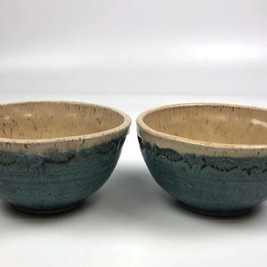 X2 VTG Studio Pottery Stoneware Bowls Blue Fish Starfish Handmade Artist Signed 6x3