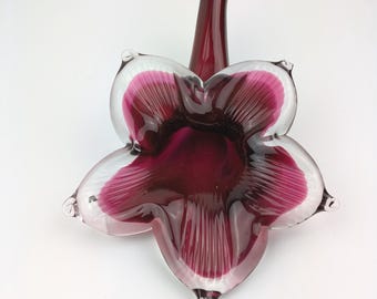 VTG Alessandro Moretti Signed Murano-style Art Glass Centerpiece Cranberry Cased