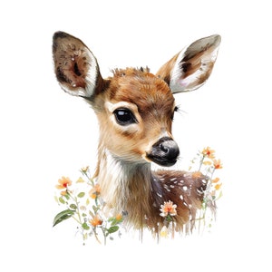 Baby Deer 4 JPEGs,Baby Deer Clipart, Watercolor Woodland Animal, Nursery Woodland Nursery decor, Nursery wall, Baby Animal prints
