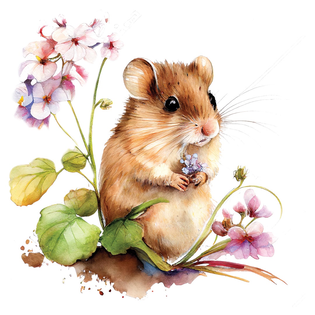 Mouse and Flower Clipart 4 High Quality Pngs and Jpgs Digital Download ...