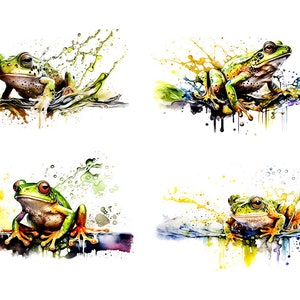 Frog Print, Frog Watercolor, Watercolour Frog Clipart PNG, Printable Digital Download, Sublimation