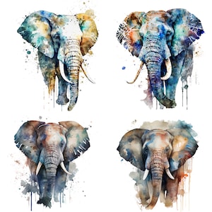 Elephant Clipart - 4 High Quality JPGs and PNGs - Scrap Booking, Digital Craft, Mugs, Mixed Media - Commercial License - Instant Download