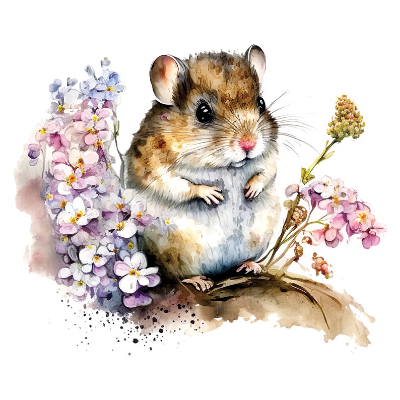 Mouse and Flower Clipart 4 High Quality Pngs and Jpgs Digital Download ...