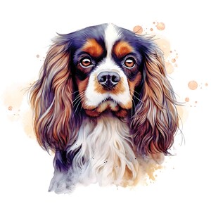 Aquarell Cavalier King Spaniel Print, Cavalier King Spaniel Aquarell Clipart, süsser Hund Kinderzimmer Dekor Wandkunst, Cavalier King Spaniel